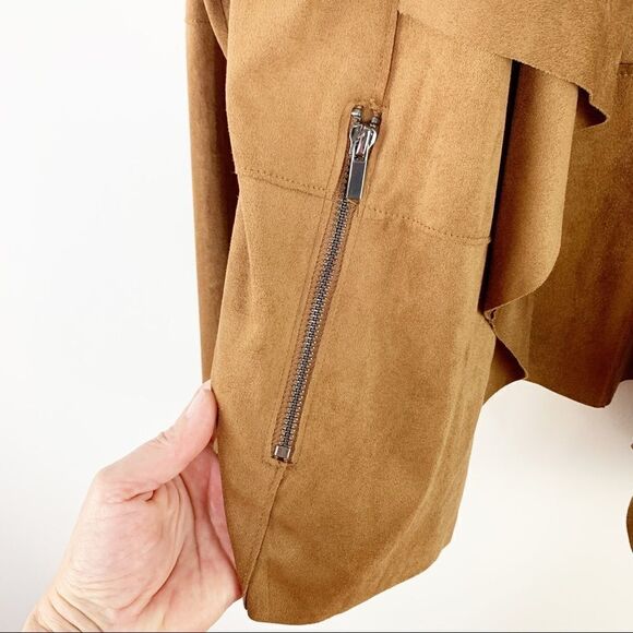 Bagatelle Tan Faux Suede Draped Jacket M - Picture 4 of 15